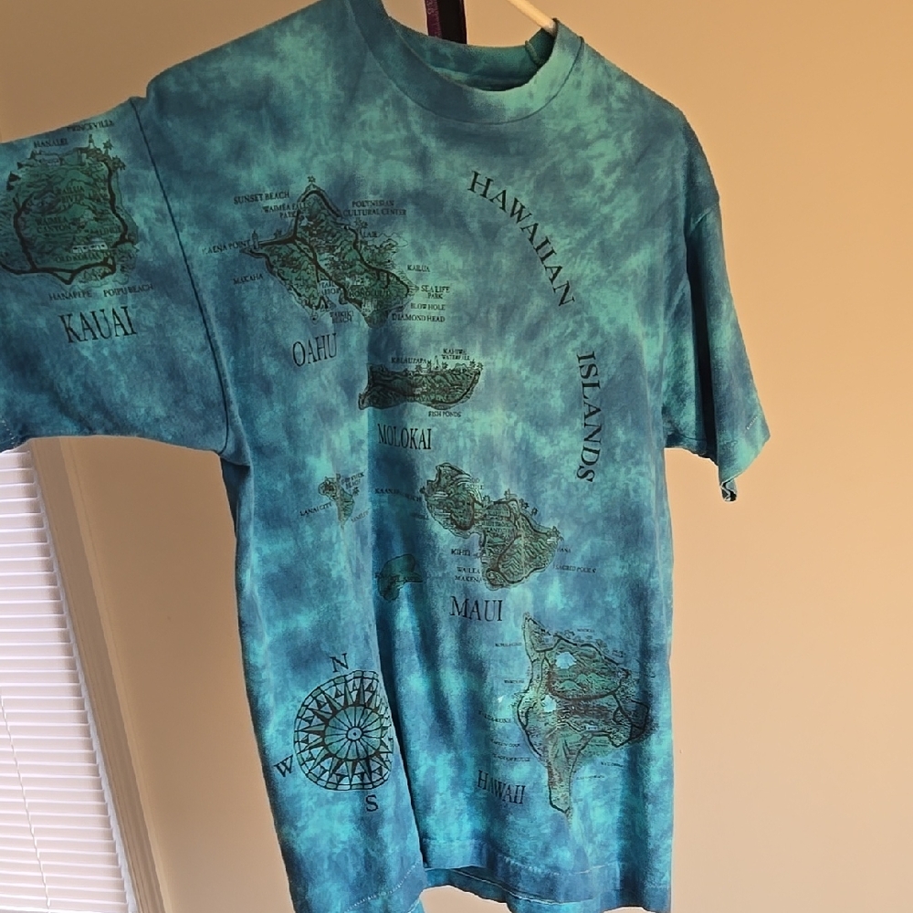 Vintage Fruit Of The Loom Blue Hawaiian Islands Graphic T-Shirt Size: Large